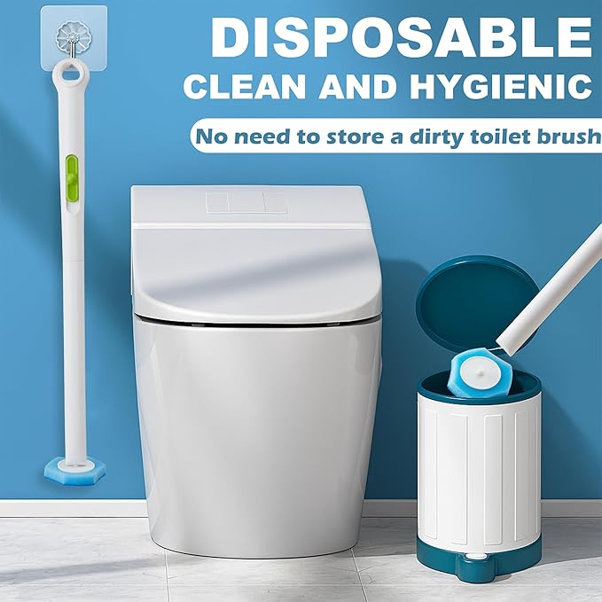 Disposable Toilet Brush with 24 Refills & Holder - Effortless Toilet Bowl Cleaner, Deep Cleaning Kit for Fresh and Tidy Bathroom Maintenance