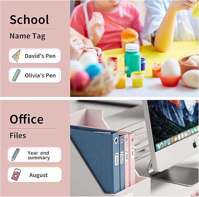 Label Maker Tape Compatible for NIIMBOT D11 D110 D101, Thermal Sticker Paper 0.55'' x 1.97'' Waterproof Labeling Tape Replacement 130 Labels/Roll (14×50mm)