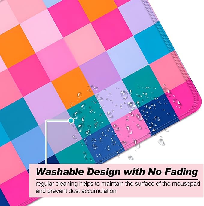 Retro Coloful Checkered Gaming Desk Mat, Computer Keyboard Large Extended Long Mouse Pad for Office and Home, XL (W20)