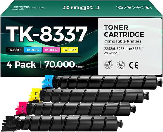 TK-8337 TK8337 Toner Cartridge 4-Pack High Capacity Replacement for Replacement for Kyocera TK-8337 Compatible with TASKalfa 3252ci 3253ci cs3252ci cs3253ci Laser Printers (Black Cyan Magenta Yellow)