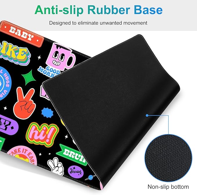 Gaming Mouse Pad Keyboard Wrist Support, 4 in1 Mousepad with Wrist Keyboard Rest, Computer Desk Mat, Non-Slip Desk Pad Protector with Memory Foam Easy Typing Pain Relief I Cute Funny Style