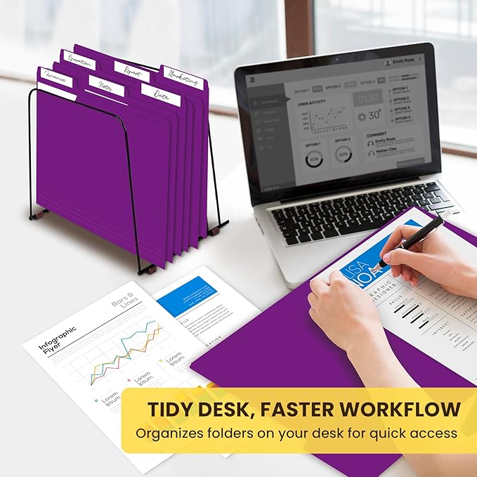 Colored File Folders Letter Size, 60 Pack Purple Folders 1/3 Cut Tabs, Assorted Pastel Color Office School Buiness Folders for Filing Organization, Paper File Folder Bulk Set