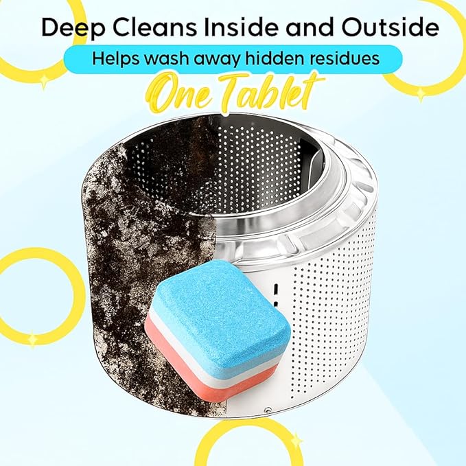 Washing Machine Cleaner Tablets, 24 Pack 1 Year Supply – Deep Clean Washer Cleaner for Front Load & Top Load HE Machines, Removes Odor & Residue, Lavender Fresh Scent, Septic Safe