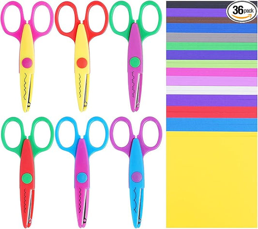 UCEC 36 Pack Craft Scissors - Decorative Edge, Zig Zag, Scrapbooking, Fancy, Pattern Scissors for Crafting
