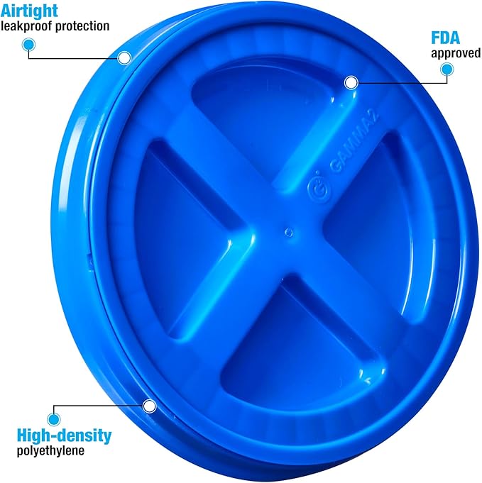 Gamma Seal Lids for 3.5, 5, 6 and 7 Gallon Buckets – Combo of 6 colors – Food Grade BPA Free Reusable Lids, Made in USA