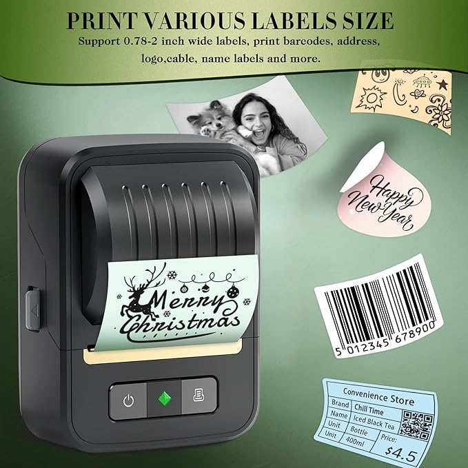 Label Maker Machine with Tape, 2 Inch Portable Bluetooth Label Makers, N20 Wireless Thermal Label Printer for Small Business, Office, Home, School, Barcode Address Logo Inkless Labeler for Phone