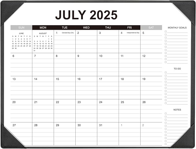 Desk Calendar 2025-2026 with Desk Mat – 22" x 17" Large Desk Pad Calendar Runs From Jul 2025 to Dec 2026, Office Supplies Desktop Calendar with To-Do, Notes & Goals Sections, for Office Planning or Organizing
