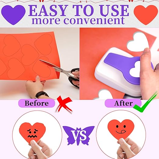 Heart Punches for Paper Crafts, 2 Inch Hole Punch for Scrapbooking, Holiday Card Making, DIY Photo Albums, Paper Puncher Heart Shapes for Wedding Day Greeting Card DIY Albums
