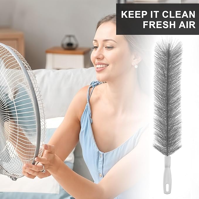 Yuanchu 2 Pcs Fan Cleaner Brushes, Bendable Fan Cleaning Brush Cobweb Duster Set Microfiber Head Washable Brush for Ceiling Fan Air Vents Curtains Cars Box Fan(Grey)