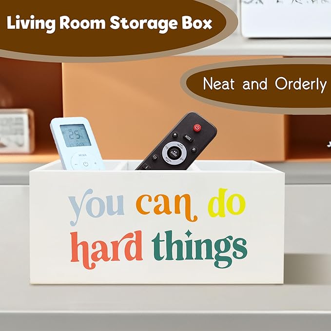 You Can Do Hard Things Desk Pen Holder, Inspirational Decor for Nursery School Psychologist Mental Health Therapy Office Desk, Positive Wooden Pencil Holder Organizer for Office