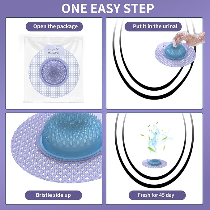 Bio-Enzymatic Urinal Screen Deodorizer (12 Pack）,Urinal Cakes with Block,Anti-Splash Urinal Screens for Men Bathroom Airport Office Mall Hotel,Long-Lasting Lavender Scent 45 Days