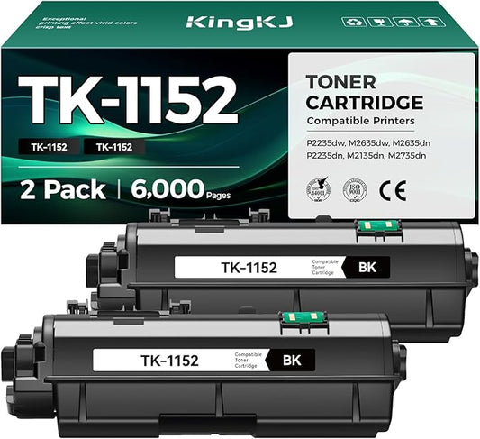 TK-1152 TK1152 Toner Cartridge 2-Pack High Capacity with Chip Replacement for Kyocera TK-1152 TK1152 Compatible with Kyocera ECOSYS P2235dw M2635dw M2635dn P2235dn M2135dn M2735dn Printers Toner Kit