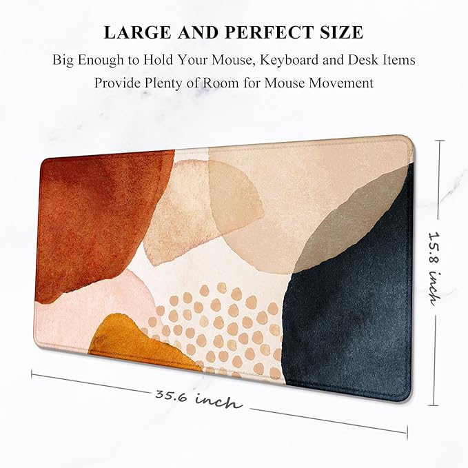 Auhoahsil Large Mouse Pad, XXL Desk Pad, Extened 35" x 15", Non-Slip Rubber Base, Stitched Edges, Superior Surface, Waterproof Keyboard Mat, Large Mousepad for Gamer, Office & Home, Abstract Stone