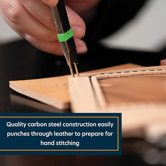 Weaver Leather Supply Diamond Leather Stitching Chisel Set, Precise 6mm Hole Punch, Color-Coded Hole Punch Set for Hand Sewing and Saddle Stitching