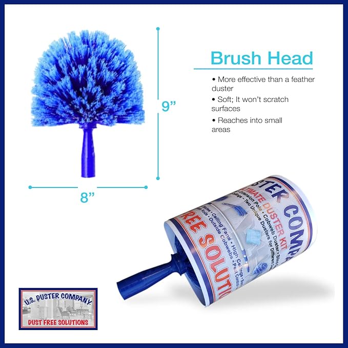 Cobweb Duster with Extension Pole, Plus Size Microfiber Ceiling Fan Duster Extendable 20 feet Reach, 3-Stage Aluminum Telescoping Pole Long Handle Webster Duster for Cleaning