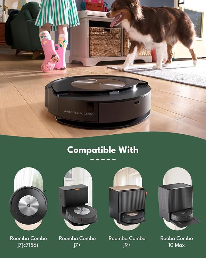 Replacement Kit for iRobot Roomba Combo 10 Max/j7/j7+/j9/j9+ Vacuum Cleaner: 2 Main Brushes, 4 Side Brushes, 4 HEPA Filters, 6 Vacuum Cleaner Bags, 4 Mops, 1 Cleaning Brush