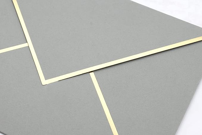 A7 Envelopes - V Flap Foil Border Luxury Mailing Envelopes for 5" x 7" Cards - for Wedding, Invitations, Baby Shower, Photos, Graduation, Birthday, Bridal Shower - 5.25" x 7.25" (Grey, 25 Pack)