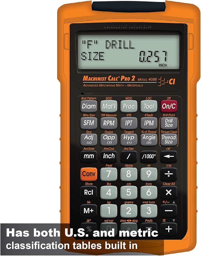 Calculated Industries 4088 Machinist Calc Pro 2 Advanced Machining Calculator | Speeds and Feeds, DOC, LOC and WOC for Materials and Tool settings | Machinists, Setters, Tool & Die Makers, Shop Owners