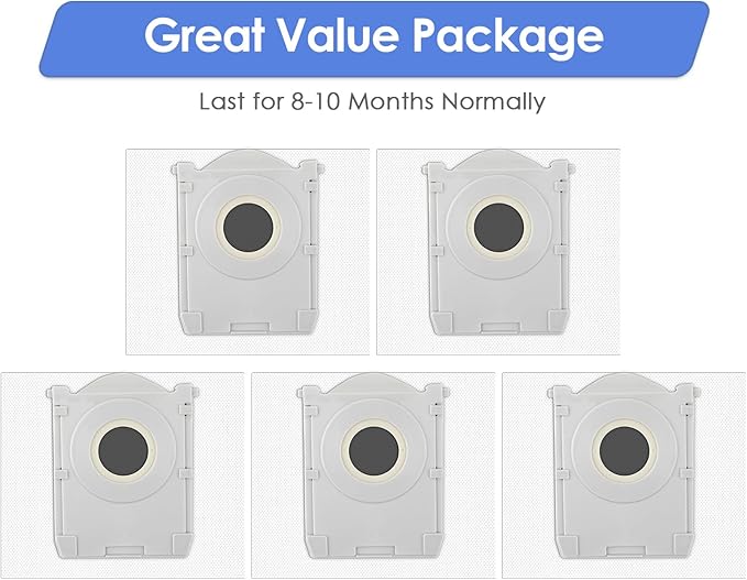 (5 Pack) X9 Pro Omni Replacement Dust Bags Compatible With ECOVACS DEEBOT T30C Omni/ T80 Omni/ T50 PRO Omni/ T50 MAX PRO Omni/ X8 Pro Omni Robotic Vacuum Cleaner, Accessories Kit