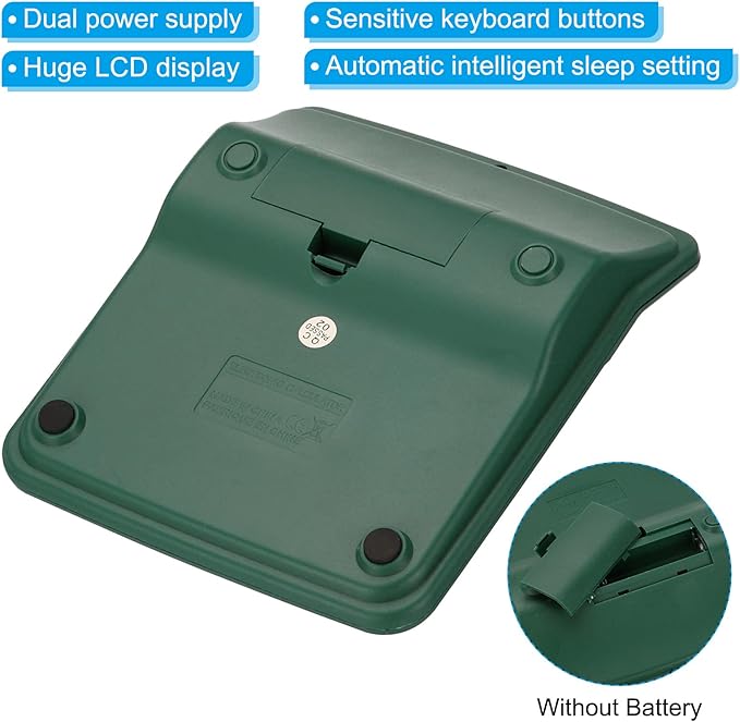 PATIKIL Desk Calculator, 12 Digits Large LCD Display Electronic Calculator Solar Battery Dual Power for Home Office Desktop, Green