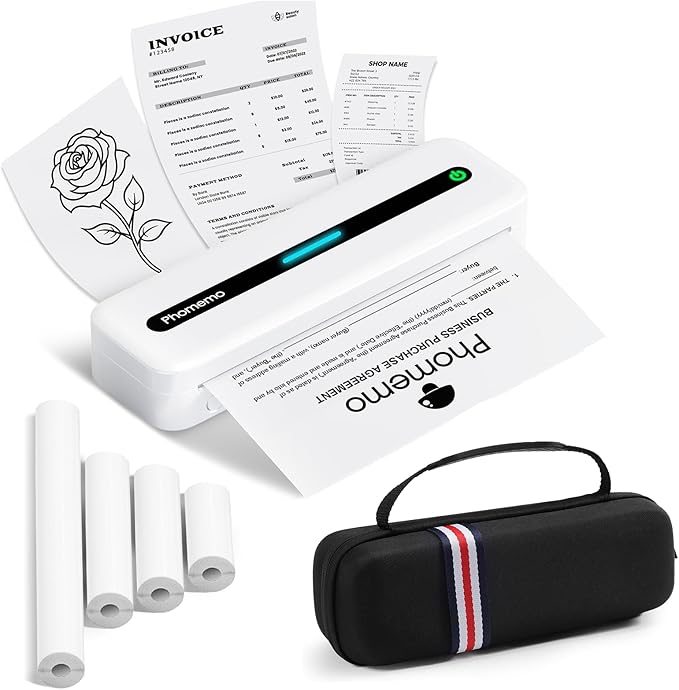 Phomemo Inkless Portable Printer, Portable Printers Wireless for Travel, M832 Bluetooth Thermal Mobile Printer for Phone Laptop, Support 8.5'' x 11'' & A4 Thermal Paper, for Office Home School