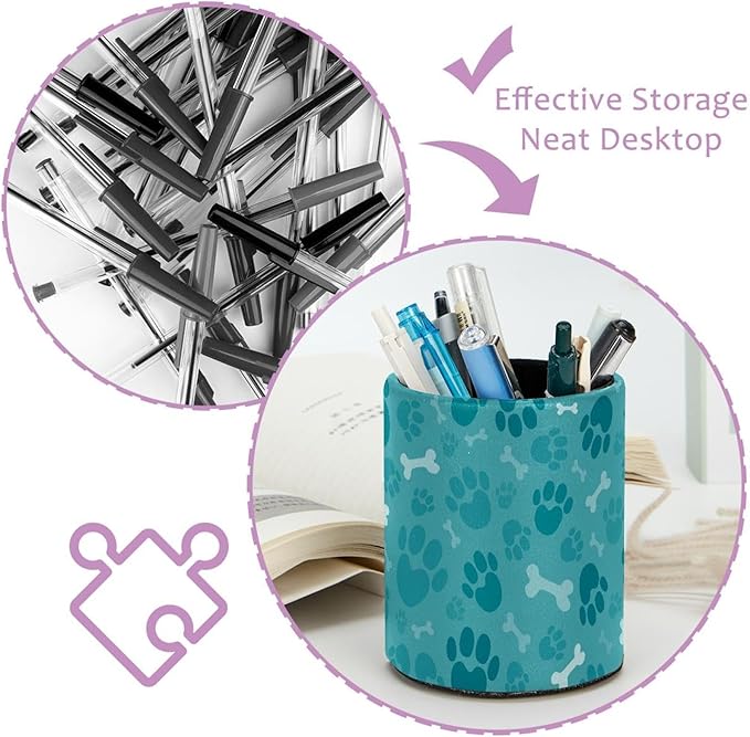 Dog Footprints Pen Holder Stand Cup Pencil Holder Organizer Makeup Brush Holders for Home Office Desk