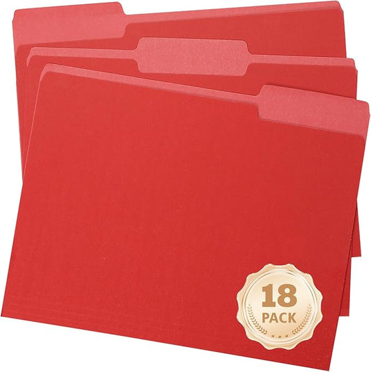 18 Packs Red File Folders-Colored File Folders Letter Size,1/3 Cut Tab File Folders for Documents,Folder for Filing Cabinet,Office Supplies Folders