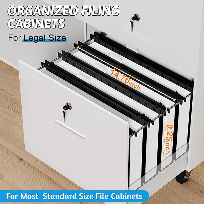 Plastic Extra Capacity Legal Size Hanging File Folders,12 Pack Reinforced Legal Hanging Folders,Heavy Duty 2 Inch Expansion,Adjustable Tabs,Filing Cabinet Folders for Bulky Files (Black)
