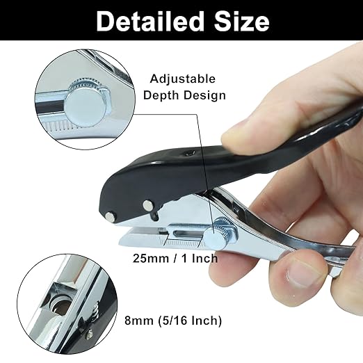 Hitefu 8MM Heavy Duty Single Hole Punch, Portable Long Hand Held Paper Punch for Tags, Cards, Plastic, Paper, Crafting & Office Use
