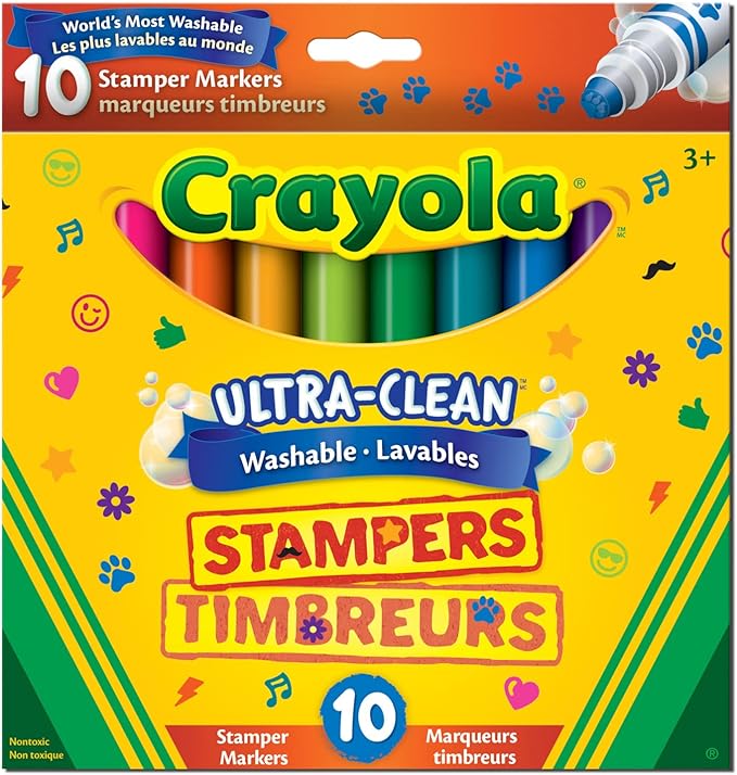 Crayola Ultra- Clean Washable Stampers Markers, 10Pc/Package