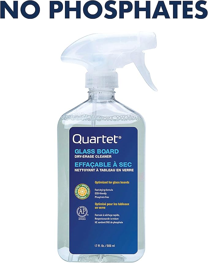 Quartet Glass Dry Erase White Board Cleaner, Whiteboard Cleaning Spray, 17 oz, Orange Scented (562)