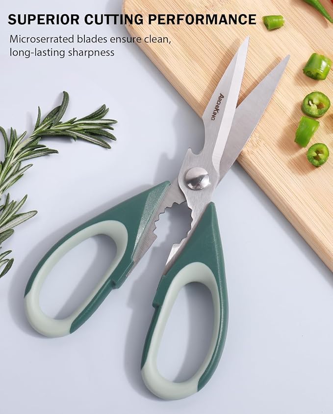 Kitchen Shears Scissors Food Scissors, 3-in-1 Multifunction Japanese Stainless Steel Meat Shears, Dishwasher Safe Sharp Shear All Purpose with Comfort Grip, Ideal for Everyday Use-Black