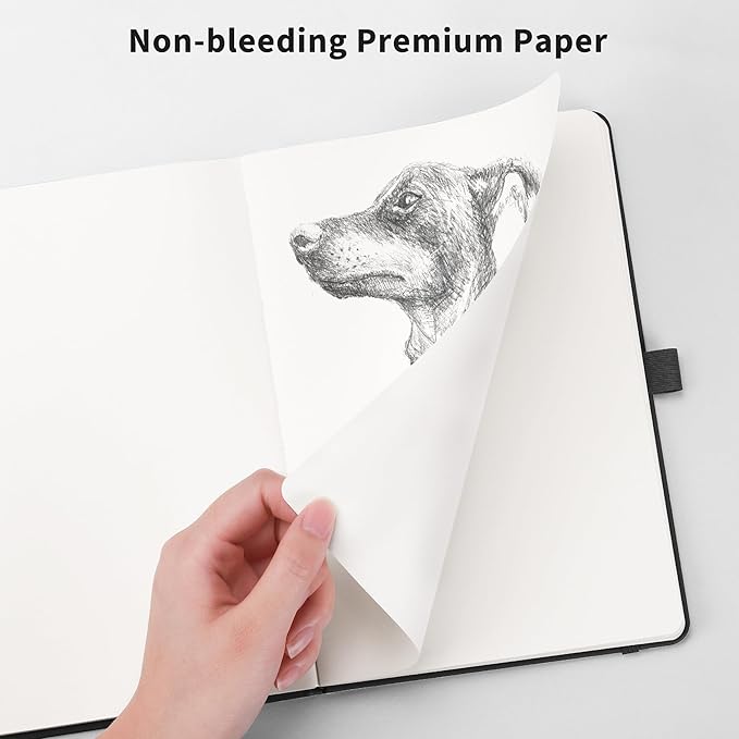 RETTACY Blank Journal Notebook, 192 Pages, A5 Medium Size (5.7'' x 8.3''), Leather Hardcover, 100 GSM Thick Paper, for Sketching, Drawing, Painting (Pink)