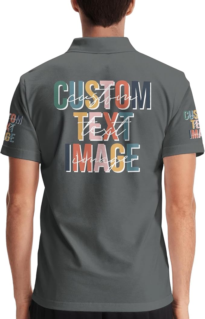 Personalised Polo Shirt Custom Work Shirts for Men Women Printed Text or Logo Working Top, Casual Wear, and Sports Teams