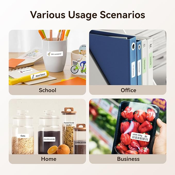 NIIMBOT Label Maker Machine with Tape, D110 New Version Mini Portable Bluetooth Thermal Printer, Sticker Maker Label Maker for Home Office Organization School, Light Gray