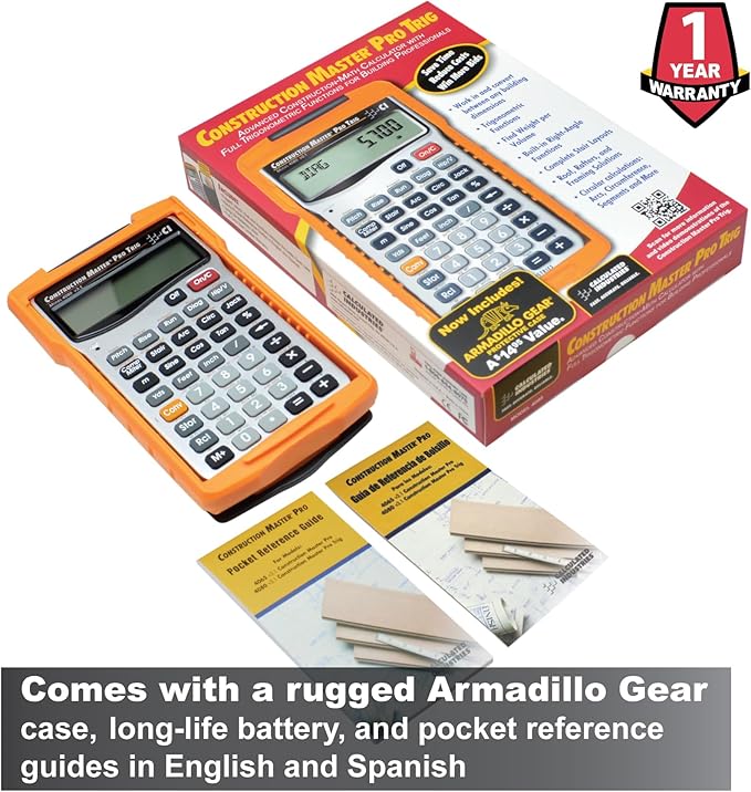 Calculated Industries 4080 Construction Master Pro Trig Advanced Construction Math Feet-Inch-Fraction Calculator with Full Trig Function for Architects, Engineers, Contractors, Estimators and Framers