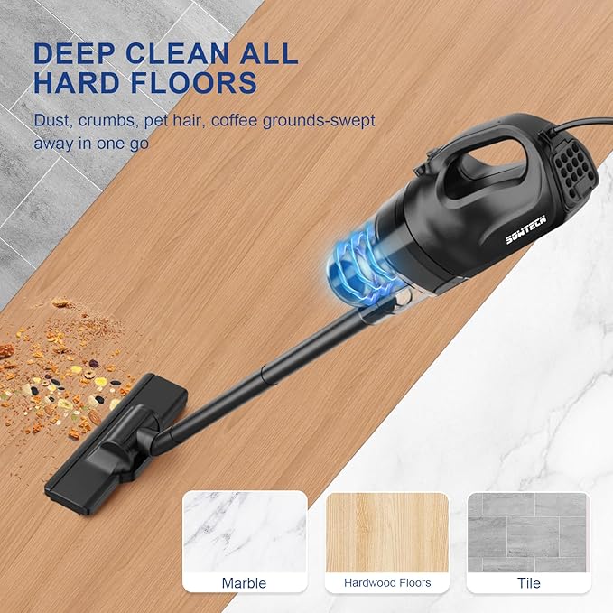 SOWTECH Corded Vacuum Cleaners 20Kpa Powerful Suction Ultra-Light Stick Vacuum for Hard Floor Pet Hair Vacuum