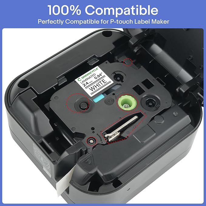 GREENCYCLE TZe-251 24mm Label Tape Compatible for Brother P-Touch TZe251 Label Maker Tape 24mm 0.94 Laminated White 1 Inch TZe TZ Tape for Ptouch PT-D600 D610BT P700 P710BT P750W, 3 Pack