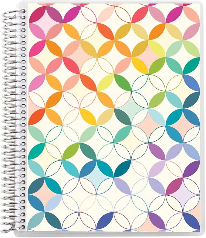 Erin Condren 7" X 9" Spiral Bound College Ruled Notebook - Mid Century Circles, 160 Lined Page Note Taking & Writing Notebook, 80Lb Thick Paper, Stickers Included