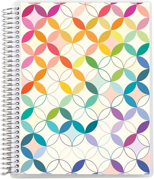 Erin Condren 8.5" X 11" Spiral Bound Productivity Notebook, Mid Century Circles, Functional 160 Lined Page and 80Lb Thick Paper Spiral Notebook, Stickers Included