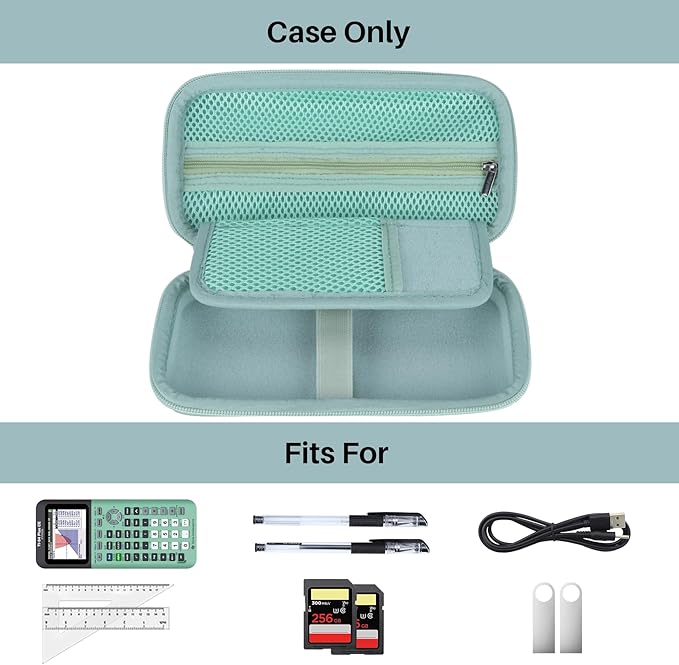 Hard Case Replacement for Texas Instruments TI-84 Plus CE/TI-84 Plus/TI-Nspire CX II CAS/TI-Nspire CX II/TI-83 Plus/TI-89 Titanium/TI-85 / TI-86 Color Graphing Calculator (Pale Green Case)