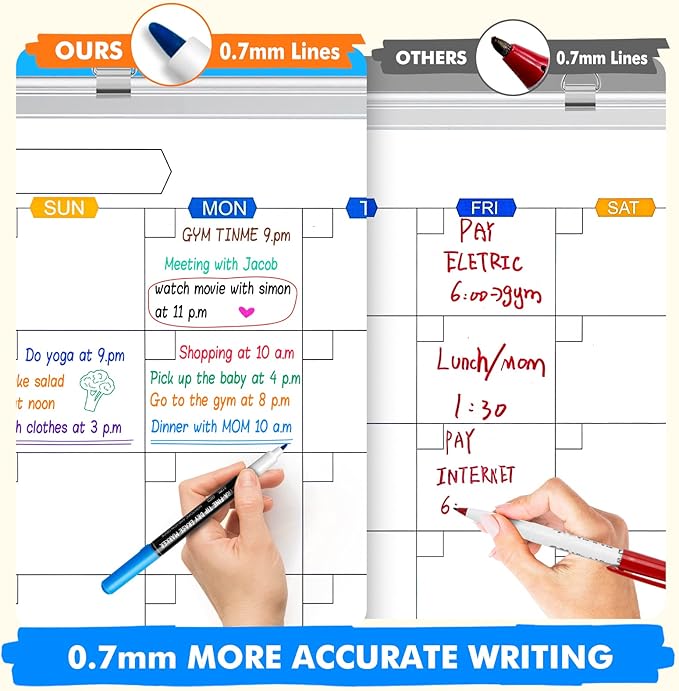 maxtek Dry Erase Markers Ultra Fine Tip, 0.7mm, Low Odor,12 Count Whiteboard Markers, 8 Assorted Colors