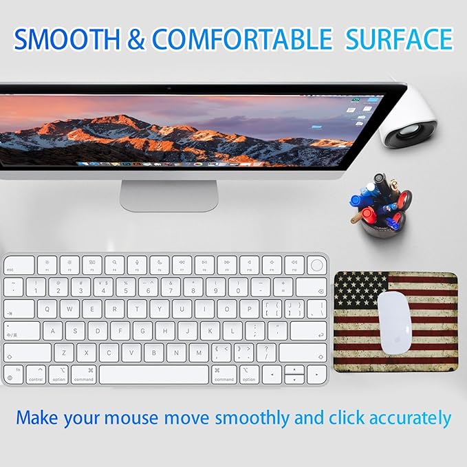 USA National Flag Gaming Mouse Pad, Large Mouse Pad for Desk Mat XL Mousepad, Stitched Edges Non-Slip Rubber Base Mouse Pads for Computers Laptop (USA Flag-Small-White)