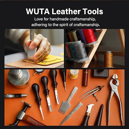 WUTA Square Leather Hole Punch,5PCS Steel Hollow Punch Tool Set for Belt,Watch Band,Leather Crafting（2mm+5mm+8mm+12mm+20mm ）