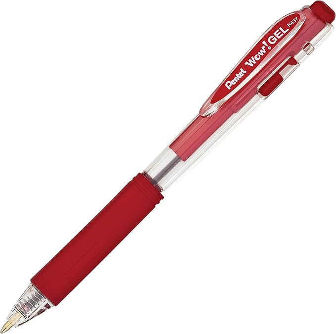 Pentel Wow Red Gel Pen Supplies Supplies Penk437b Pentel Of America
