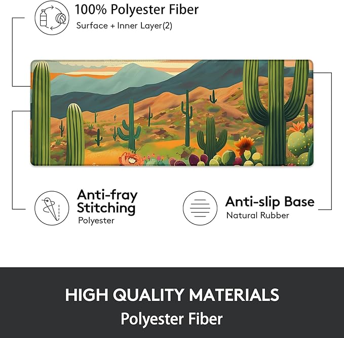 Gaming Mouse Pad, Cactus Mouse Pad, Desk Mat, Non-Slip Rubber Base MousePads for Computers Laptop Office School Home Accessories Decor 31.5" x 11.8"