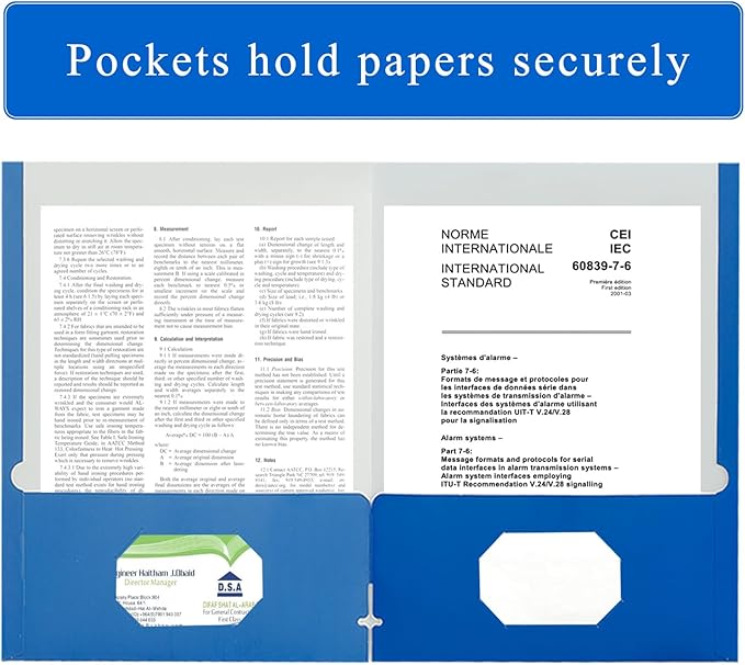 Zzrywuty File Folders with Pockets Letter Size, 25-Pack Paper Folders with Card Slot, Two Pocket Folders for School Students, Businessmen, Home and Office Workers（Blue）