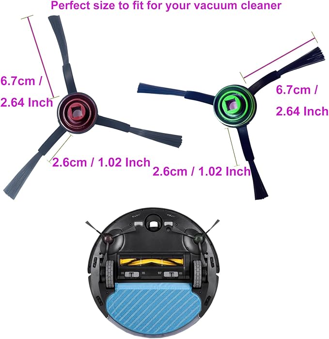 PELLYDA Side Brushes Compatible with ECOVACS DEEBOT X1, T10 Omni,T10 Plus,T20 Omni, T8 AIVI,T9+,N8 Pro Plus,N10 Plus,OZMO 920, OZMO 950, yeedi vac vac 2 Pro Vacuum Cleaner.(8 Pack)