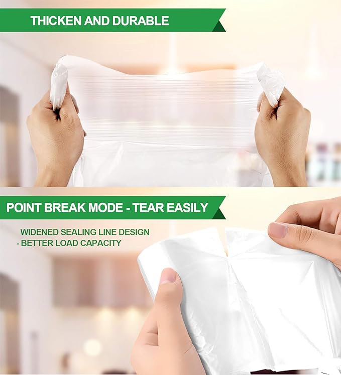 FORID Small Clear Trash Bags, 1.2 Gallon Tiny Garbage Bags, 110 Count Wastebasket Bin Liners for Bathroom Bedroom Office Garbage Can 5 Liters - Thick & Durable Trash Bag