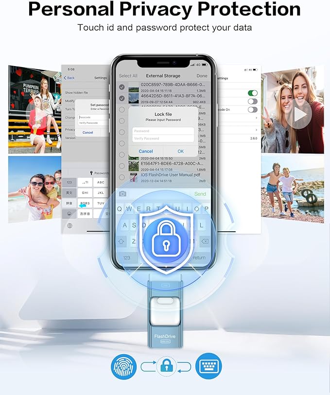 256GB Flash Drive for iPhone Photo Stick,Thumb Drive USB Stick High Speed Transfer USB Drives External Picture Video Storage Memory Expansion for iPhone/iPad/PC (Blue)